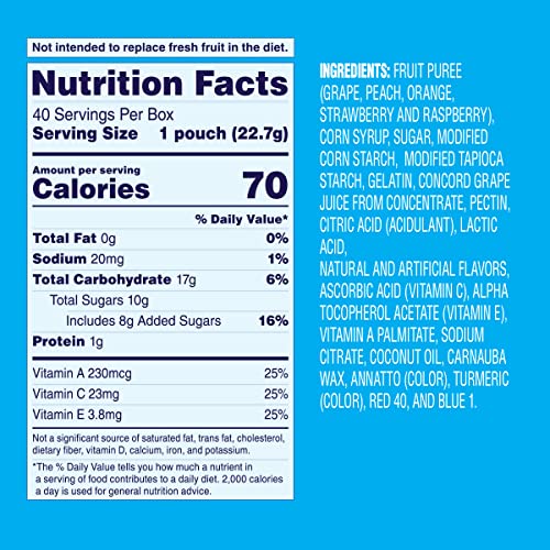 Welch's Fruit Snacks, Mixed Fruit, Bulk Pack, Individual Single Serve Bags, 0.8 oz (Pack of 40)