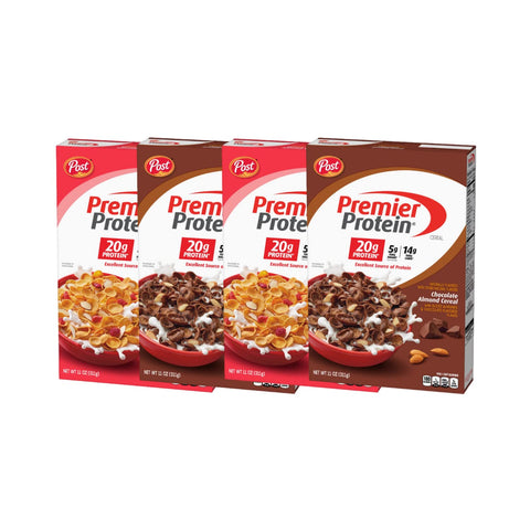 Premier Protein Cereal Variety Pack, Chocolate Almond, Mixes Berry Almond, 11 Oz, 4 Box