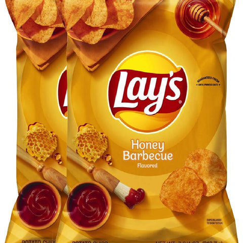 NEW Lay'S Cheddar & Sour Cream/Lay’S Honey BBQ Flavored Potato Chips Net Wt 7.75Oz (Honey BBQ, 2)