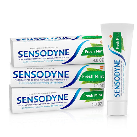 Fresh Mint Sensitive Toothpaste, Cavity Prevention and Sensitive Teeth Treatment - 4 Ounces (Pack of 3)