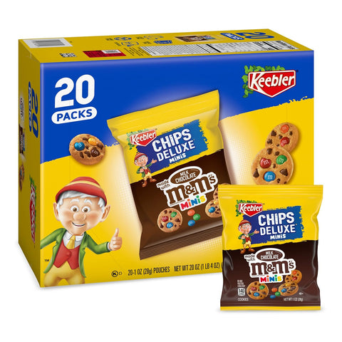 On-The-Go Rainbow Chips Deluxe Cookies | Individually Wrapped, Mini Chocolate Chip  Cookies with Real M&M'S | Rainbow Mini Cookies, Travel Snacks | 20 Cookie Bags, 20 Oz Box