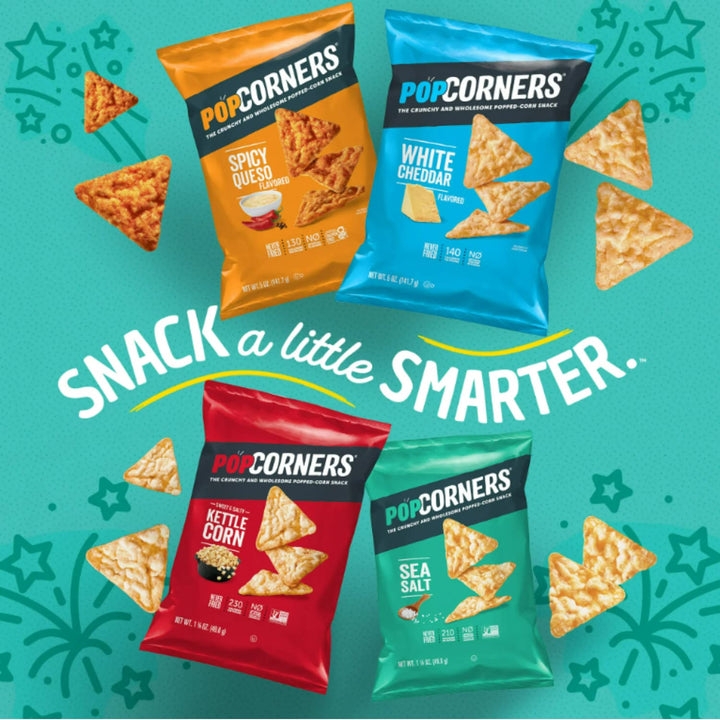 Popped Corn Snacks Gluten Free Chips, Ketle Corn, Spicy Queso, Sea Salt, White Cheddar, 1 Oz, 7 Count