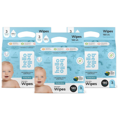 Baby Wipes I Plant Based Wipes for Sensitive Skin Made with 99% Water and Aloe for Babies and Kids I Unscented I 540 Count (9 Packs of 6)