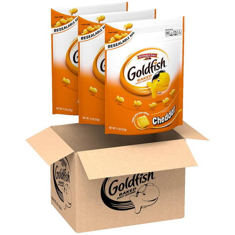 Pepperidge Farm  Cheddar Crackers, 33 Oz. Box, 3-Count 11 Oz. Re-Sealable Bags