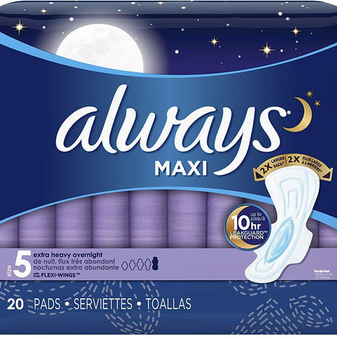 Extra Heavy Overnight Maxi Pads with Flexi-Wings - 20 Count (Pack of 2)
