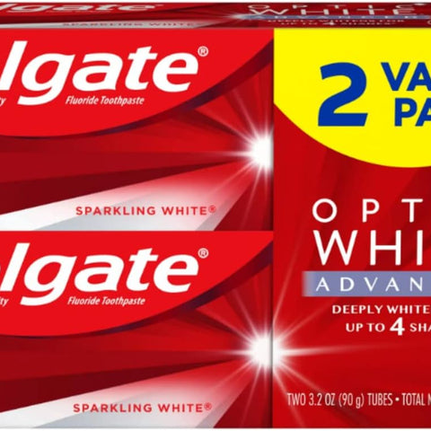 Optic White Advanced Teeth Whitening Toothpaste, 2% Hydrogen Peroxide Toothpaste, Sparkling White, 4.2 Oz, 2 Pack