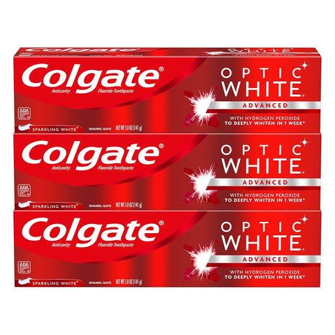 Optic White Whitening Toothpaste, Sparkling White - 5 Ounce (3 Pack)