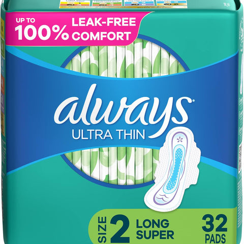 Ultra Thin Size 2 Super Pads with Wings Unscented, 32 Count (Pack of 1)