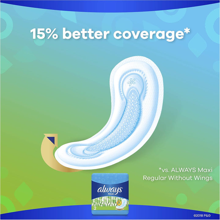 Maxi Feminine Pads without Wings, Long/Super, Unscented, 22 Count