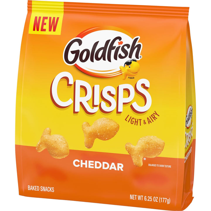 Goldfish Crisps Cheddar Cheese Baked Chip Cracker Snack, 6.25 Oz Bag