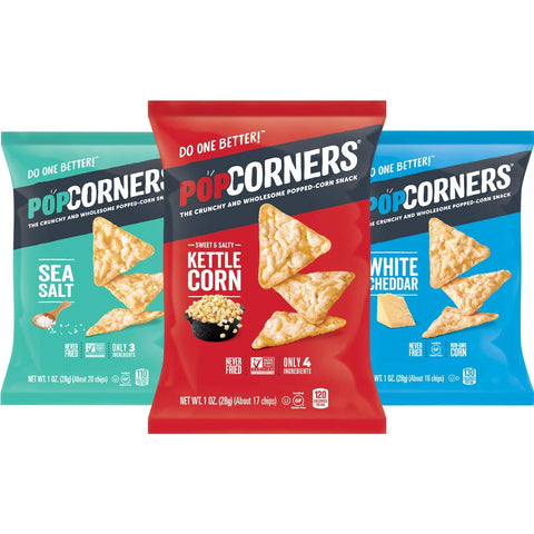 Snacks Variety Pack | Gluten Free Chips Snack Packs | Kettle Corn, White Cheddar, Sea Salt | 1 Ounce (Pack of 18)
