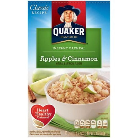 Instant Oatmeal - Apple & Cinnamon, Heart Healthy Oatmeal, 10-Count Box, (Pack of 2)